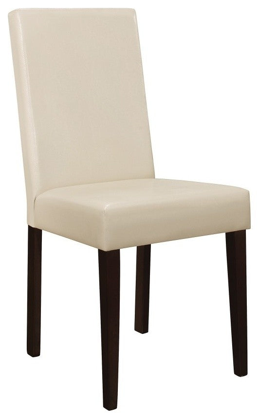 Contemporary Fabric Upholstered Wooden Dining Chair, Set of 2, Cream and  Brown