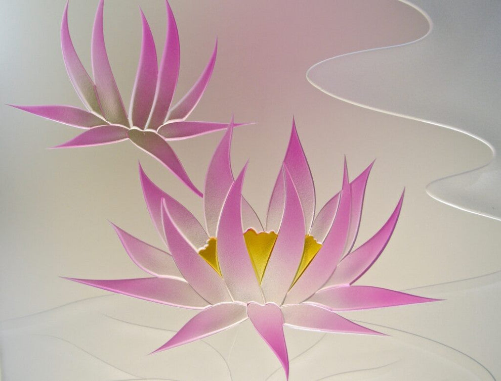 Interior Prehung Door or Interior Slab Door - Lily Pads & Lotus - Primed -...