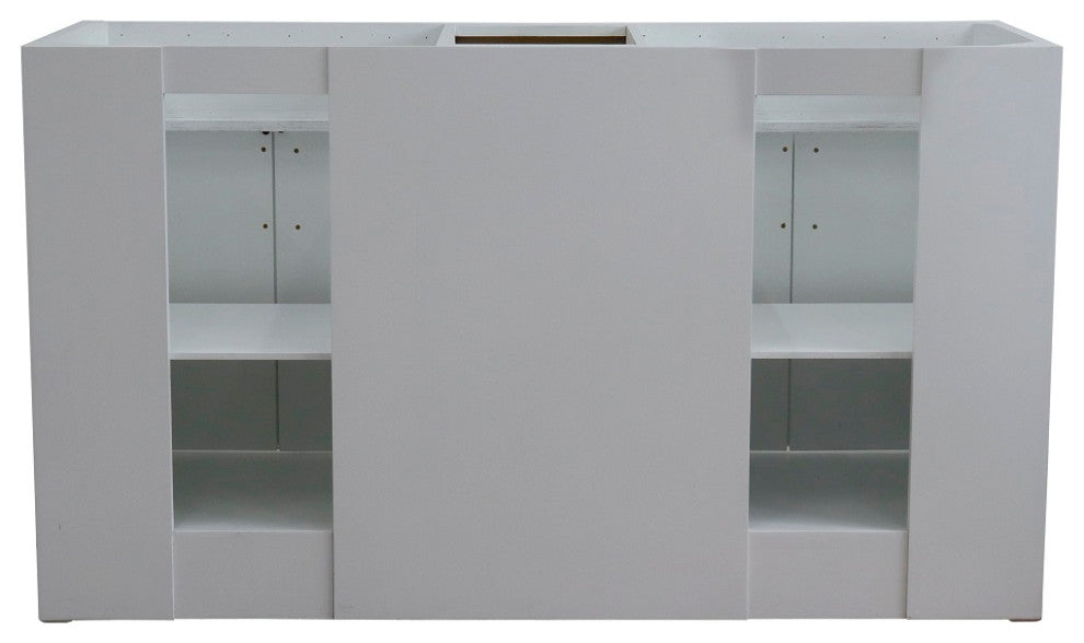 61" Double Sink Vanity, White Finish And Engineered Stone Top And Rectangle Sink