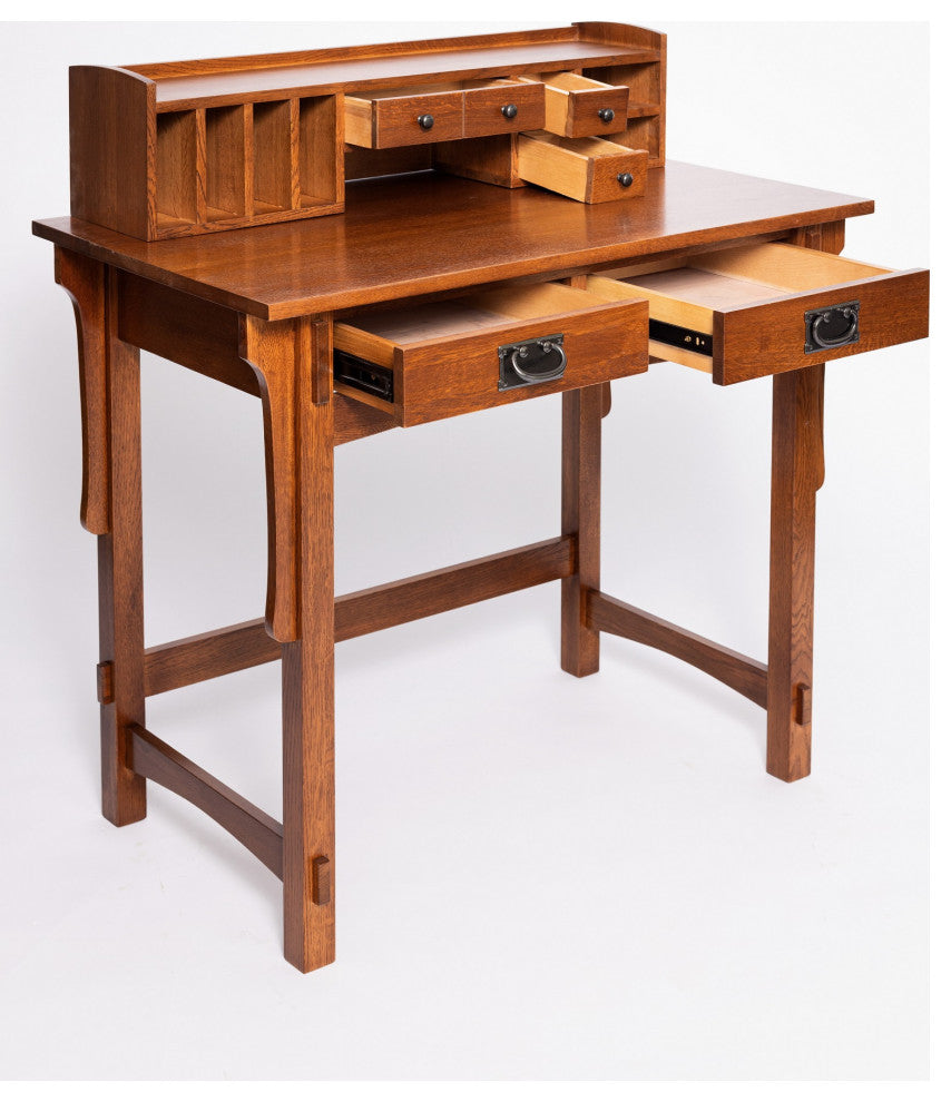 Mission Quarter Sawn Oak Desk With 2 Drawers and Storage