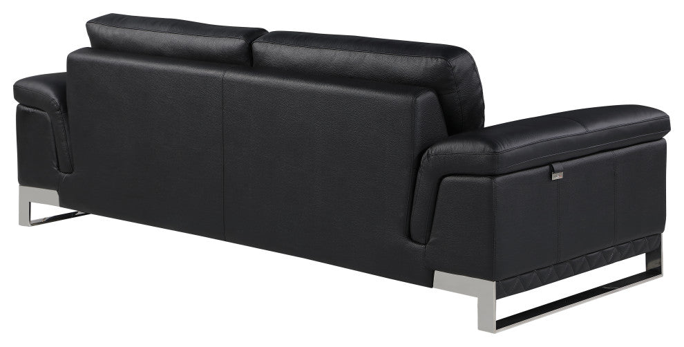 Naples Contemporary Genuine Italian Leather Sofa Black