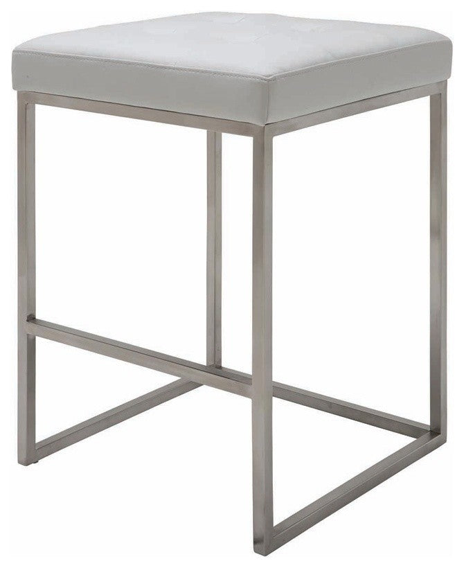 Chi Counter Stool In Brushed Stainless Steel, White