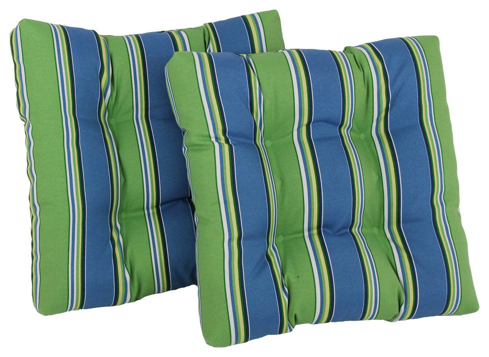 19" Squared Tufted Dining Chair Cushion, Set of 2, Haliwell Caribbean