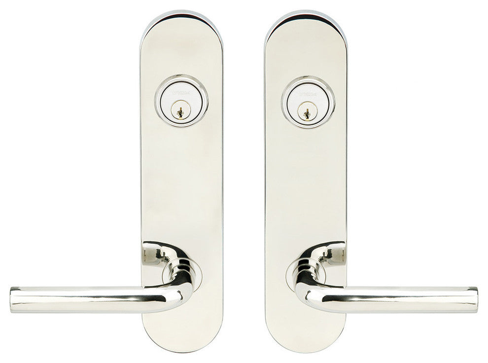 Cologne Lever, Tubular Entry, Double Cylinder, Polished Stainless Steel