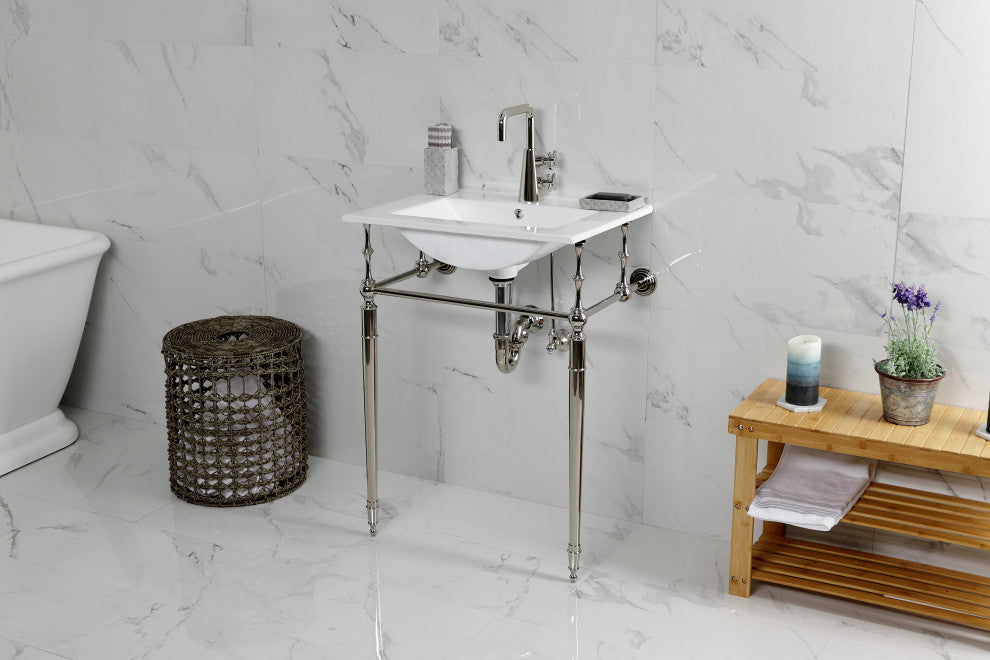 Fauceture KVPB24187W1PN 24" Console Sink, Legs, Single Hole