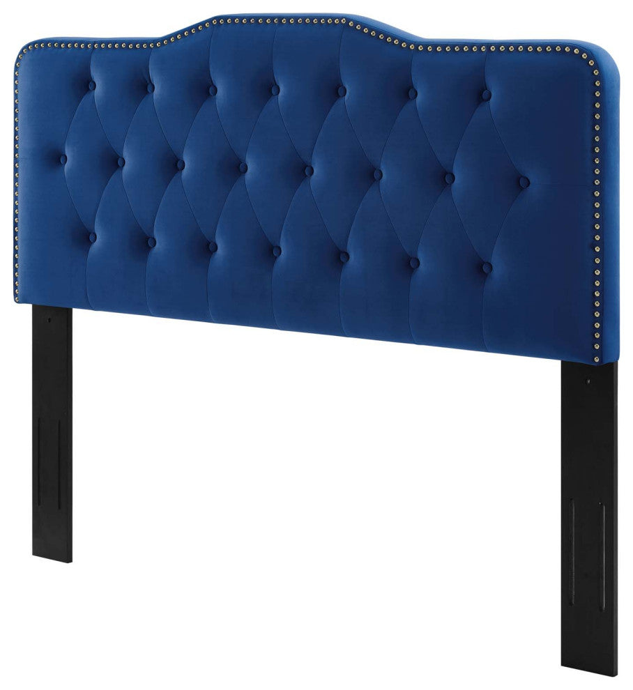 Tufted Headboard, King Size, Velvet, Blue Navy, Modern Contemporary, Bedroom