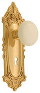 Nostalgic Privacy-Victorian Plate-White Porcelain Knob-Unlacquered Brass