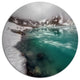 Lake With Icy Topped Mountains, Landscape Art Round Metal Wall Art, 23"