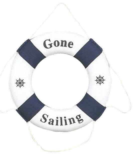 Blue/White Gone Sailing Life Ring