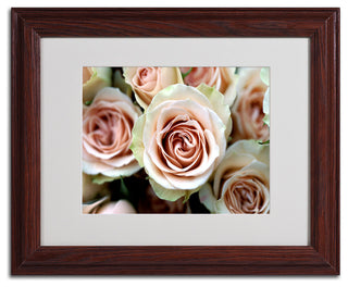 'Pale Pink Roses' Matted Framed Canvas Art by Kathy Yates