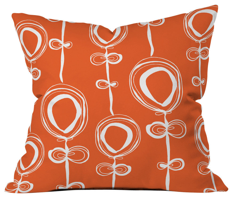 Contemporary Orange Outdoor Throw Pillow, 18"x18"