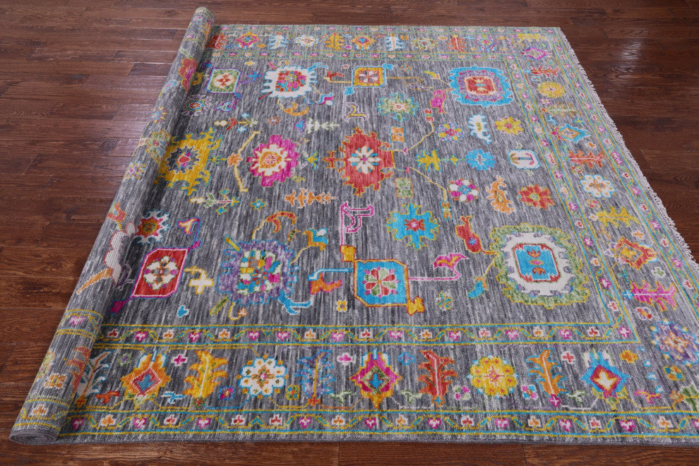 Turkish Oushak Handmade Wool Rug 7' 10" X 9' 11" - Q14997