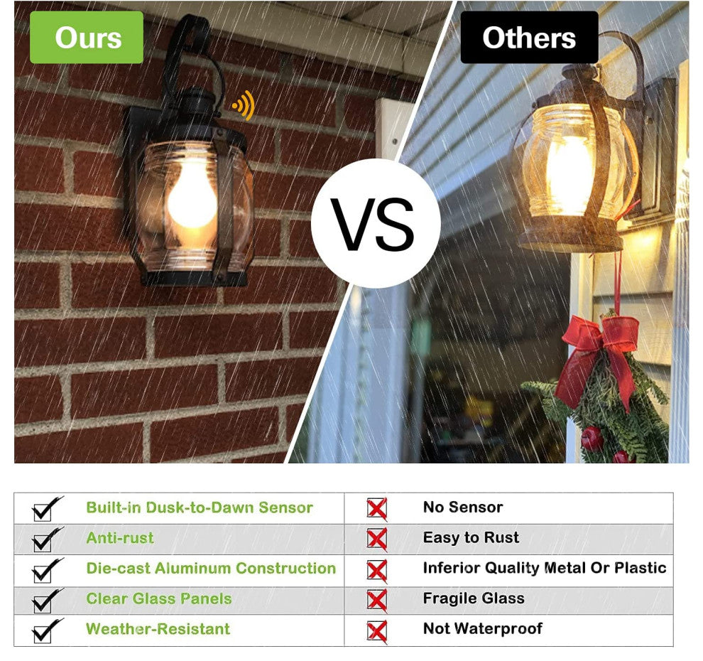 2 Pack Industrial Wall Sconce Antique Dusk to Dawn Light Fixture