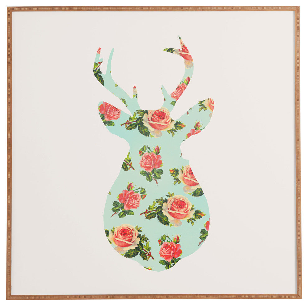 Deny Designs Allyson Johnson Floral Deer Silhouette Framed Wall Art