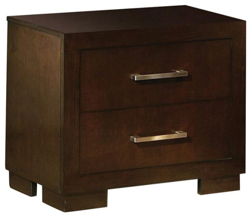 Wood Nightstand with 2 Drawers, Cappuccino