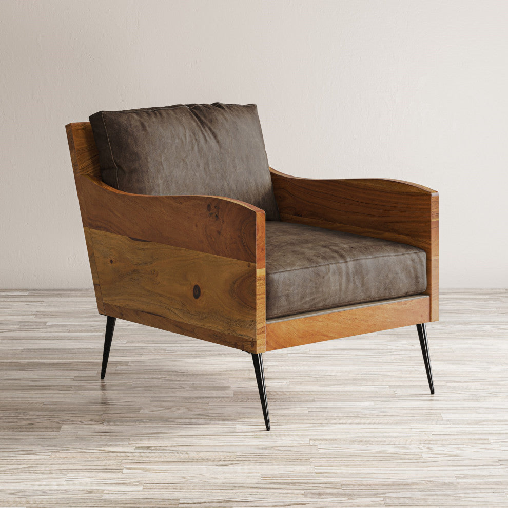 Karma Genuine Leather Live Edge Accent Chair
