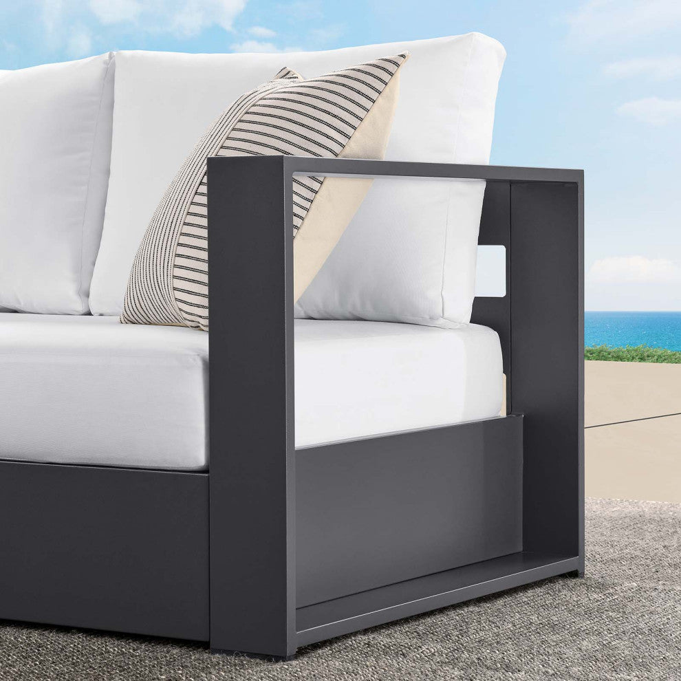 Tahoe Outdoor Patio Powder-Coated Aluminum Modular Right-Facing Loveseat - Gray