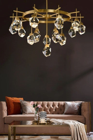 Gold Diamond Crystal Three Layer Led Copper Creative Chandelier, 16lights-B