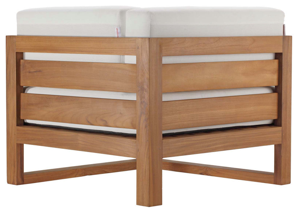 Lounge Sectional Sofa Chair Set, White Natural, Wood, Modern, Outdoor Patio