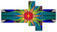 Budding Fractal Colorful Flower, Abstract Canvas Art Print, 60"x32", 5 panels