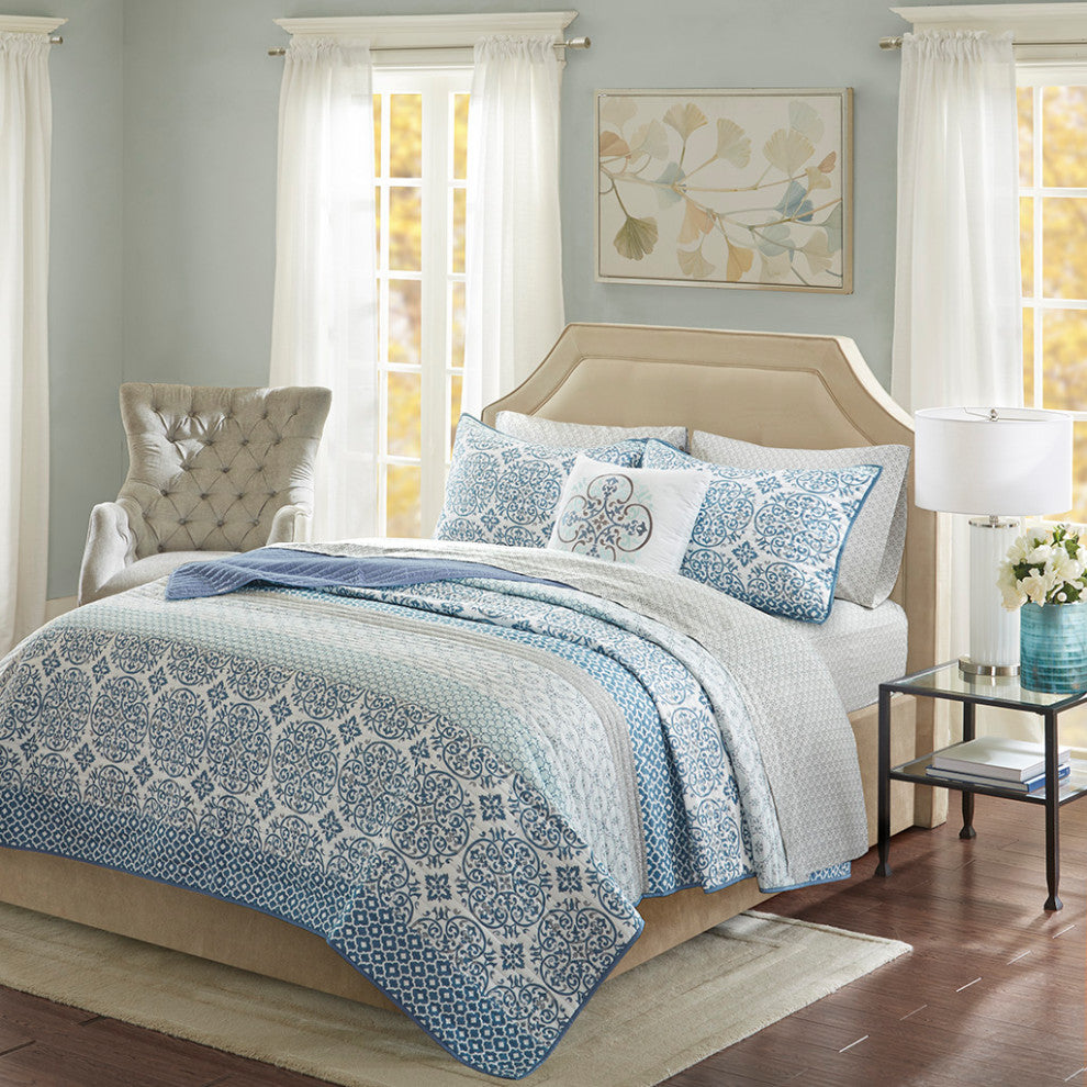Madison Park Essentials Sybil 6 Piece Quilt Set With Cotton Bed Sheets