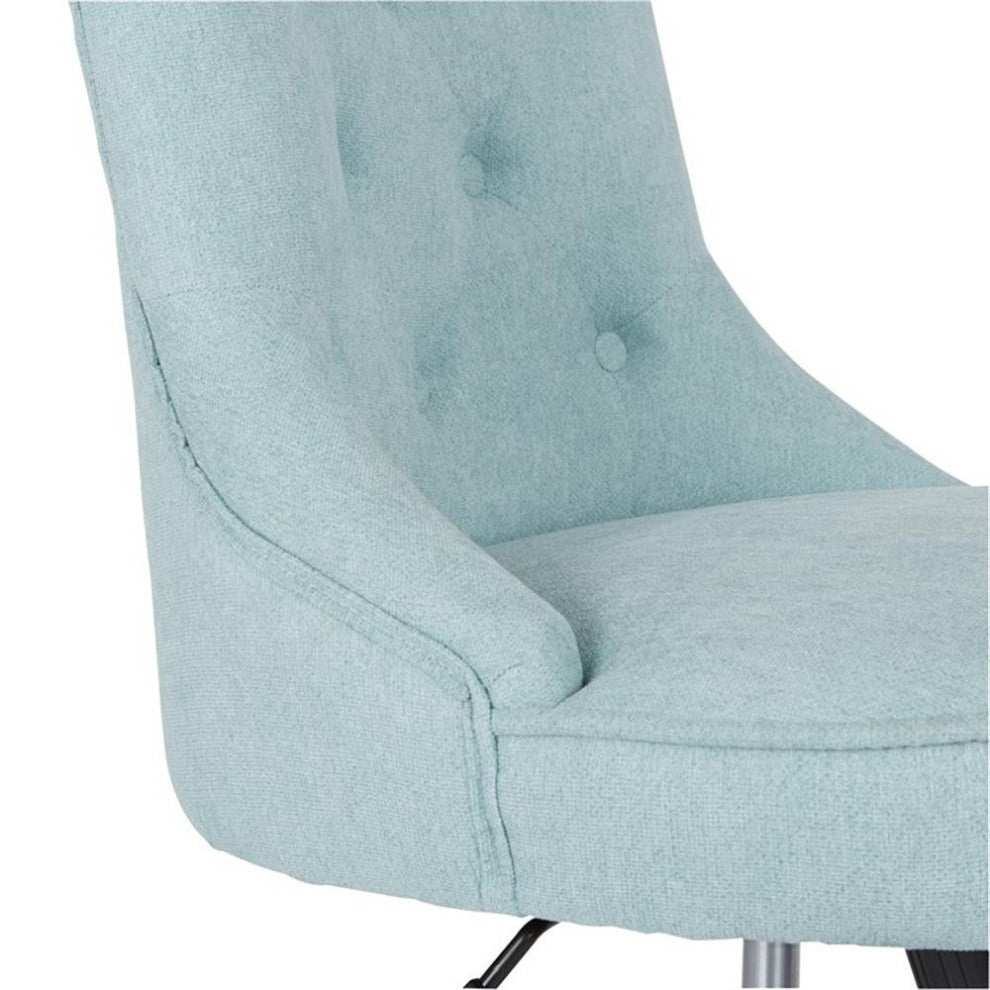 Pemberly Row Tufted Office Chair in Mint Blue Fabric with Gray Wood Base