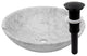 Novatto Carrara White Marble Vessel Sink and Drain, Matte Black