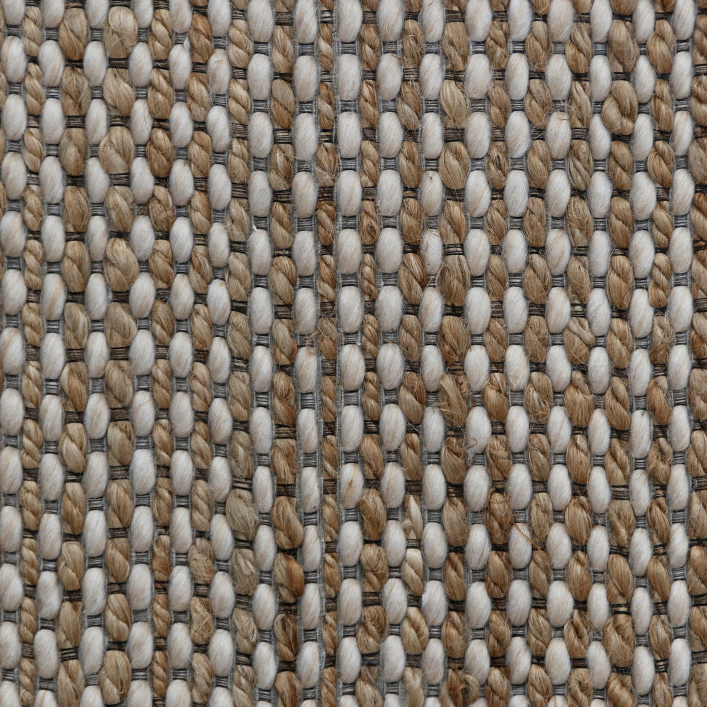 Crest Beige/Natural Rustic Striped Handmade Jute/Wool Blend Area Rug, 8' x 10'