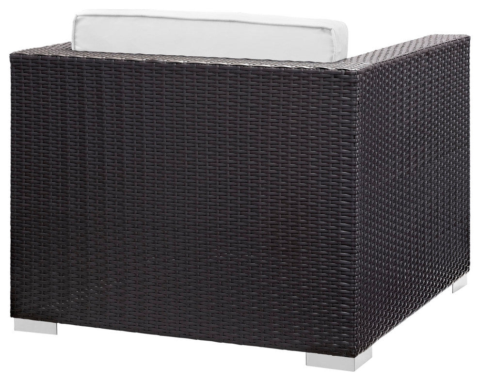 Modway Convene 5-Piece Aluminum Rattan Patio Sectional Set in Espresso/White