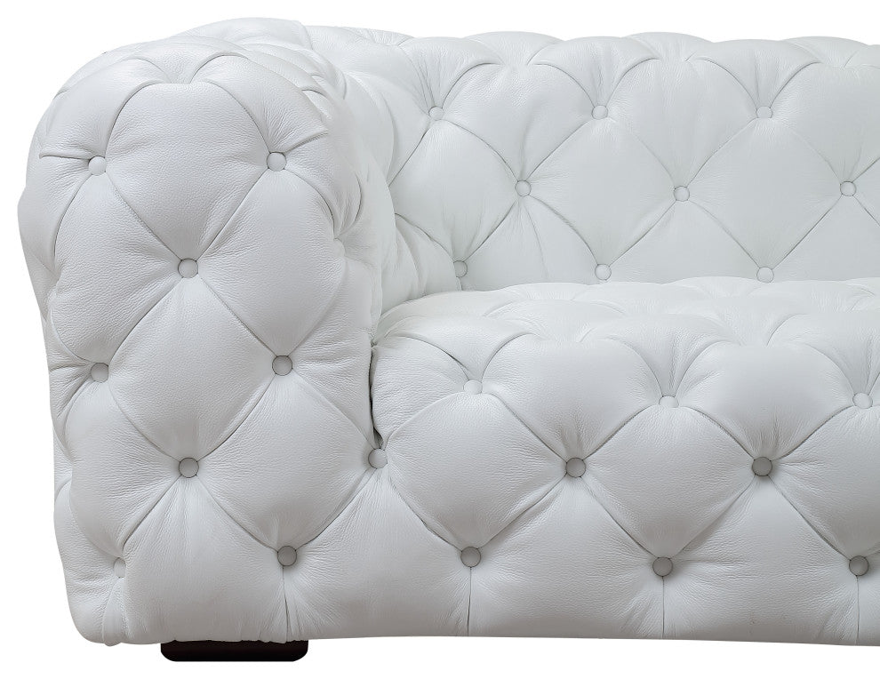 Divani Casa Dexter Transitional White Full Italian Leather 4 Seater Sofa