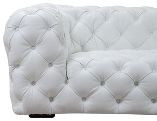 Divani Casa Dexter Transitional White Full Italian Leather 4 Seater Sofa