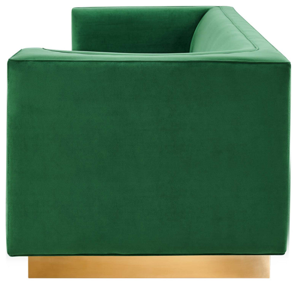 Sofa, Green, Velvet, Modern, Mid Century Living Hotel Lounge Cafe Lobby