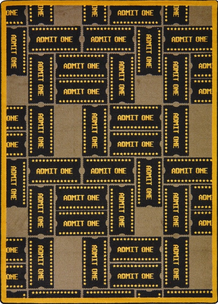 Any Day Matinee Rug, Admit One, Brown, 3'10"x5'4"