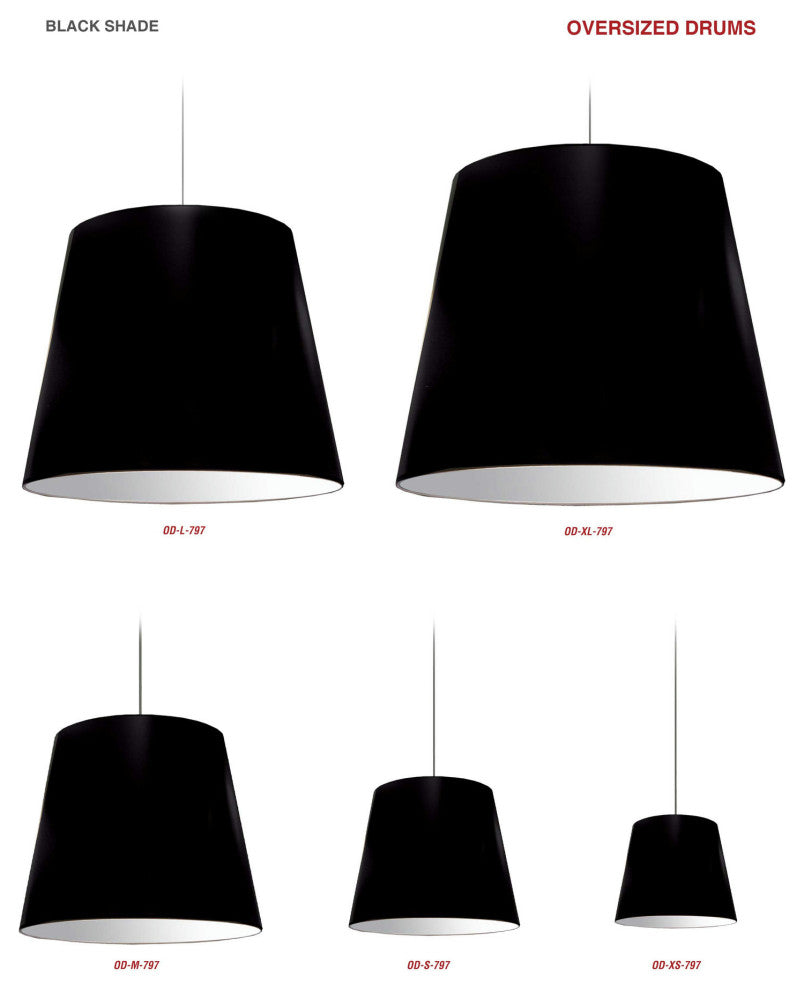 1 Light Oversized Drum Pendant X-Large Black Shade