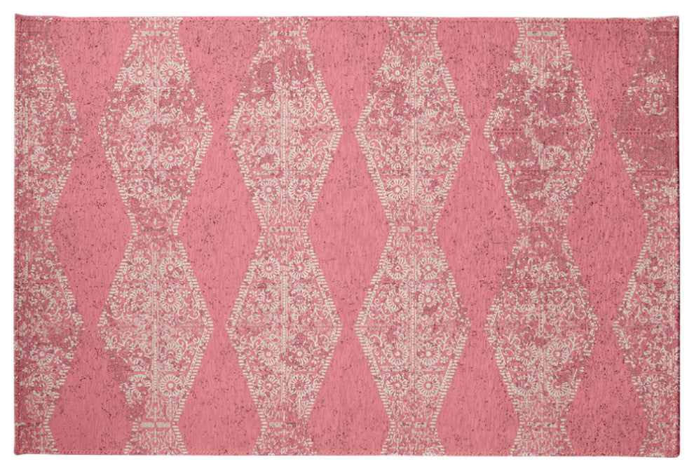 Pyramid Stripe Chenille Rug, Pink, 4'x6'