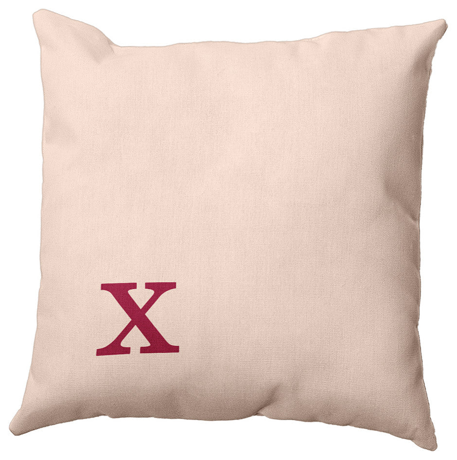 18"x18" Modern Monogram Decorative Throw Pillow, Cranberry