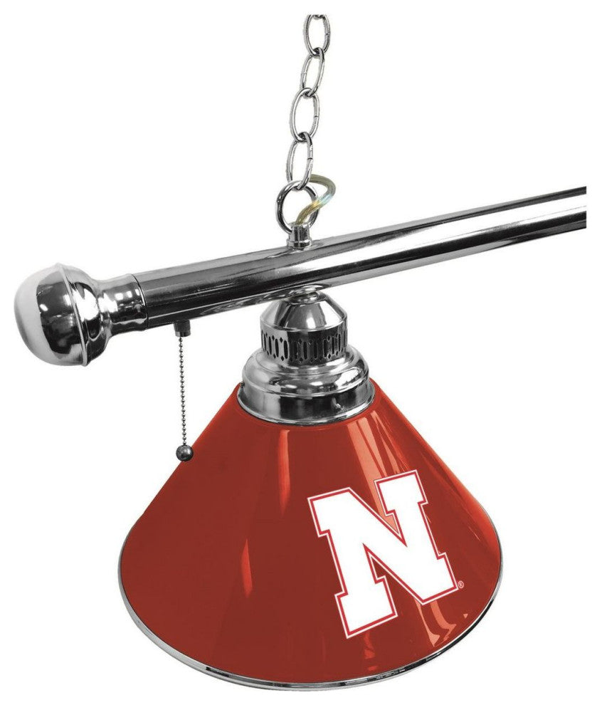 Holland University of Nebraska 3-Shade Billiard Light - Chrome Fixture