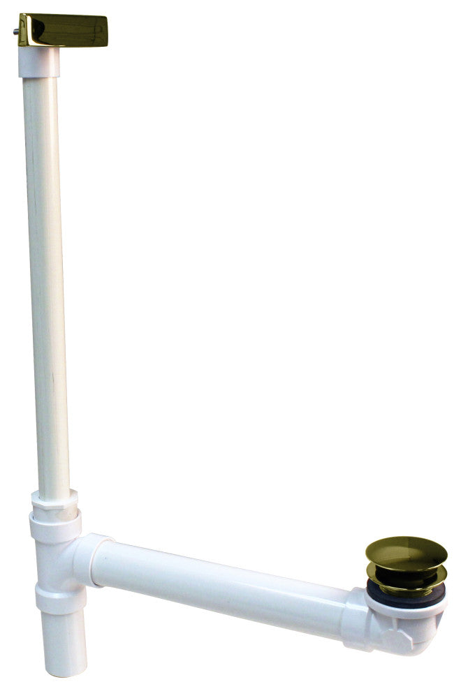 Hidden Linear Overflow Sch. 40 PVC Tub Waste, ADA Approved Tip-Toe, Polished Brass