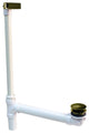 Hidden Linear Overflow Sch. 40 PVC Tub Waste, ADA Approved Tip-Toe, Polished Brass