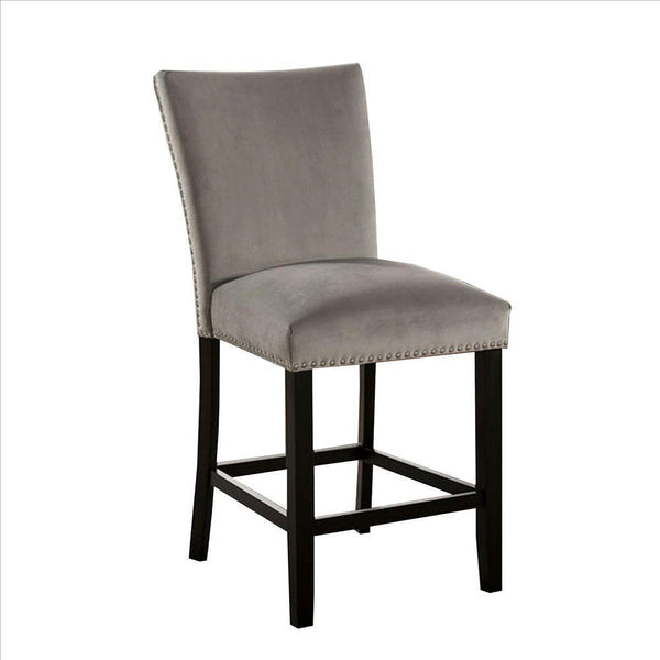 Benzara BM239826 Counter Height Side Chair With Padded Seating, Set of 2, Gray