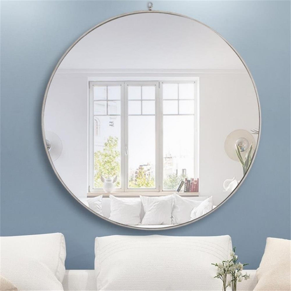 Elegant Decor Rowan 48" Rectangle Metal Frame Hooked Mirror in Silver