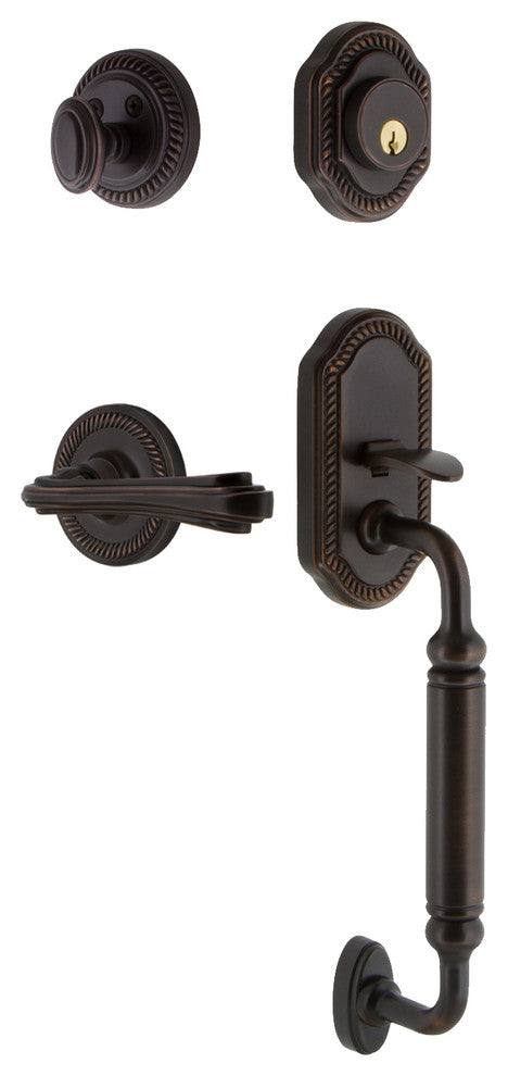Rope Plate C Grip Entry Set Fleur Lever, Timeless Bronze, 2-3/4", Right