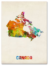 'Canada Watercolor Map' Canvas Art by Michael Tompsett