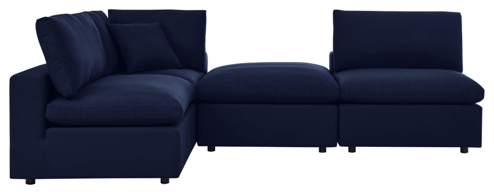 Modular Sectional Deep Sofa Chair Set, Sunbrella, Blue Navy, Outdoor Patio