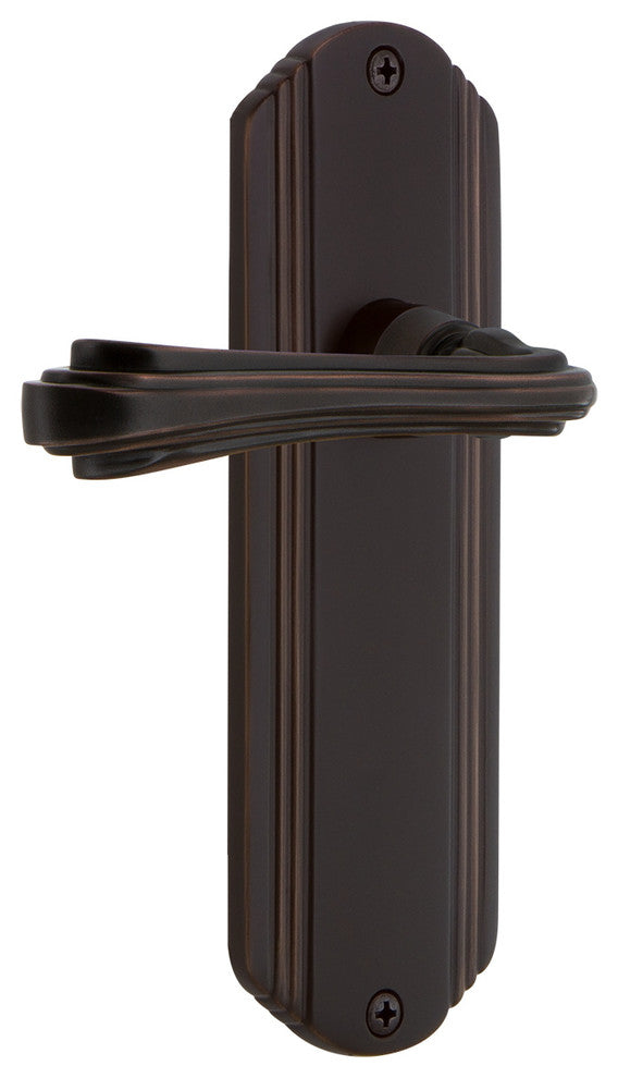 Deco Plate With Fleur Lever, Satin Nickel, Privacy, Non-Handed