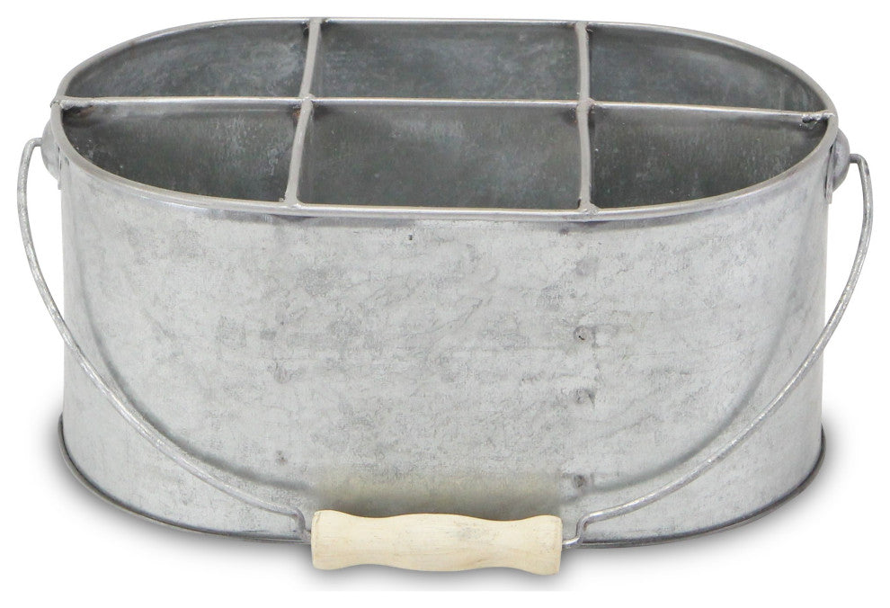 Six Slot Galvanized Metal Utensil Holder