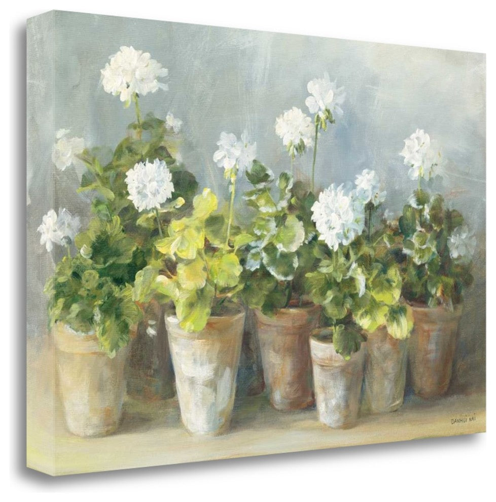 "White Geraniums" By Danhui Nai, Giclee Print on Gallery Wrap Canvas