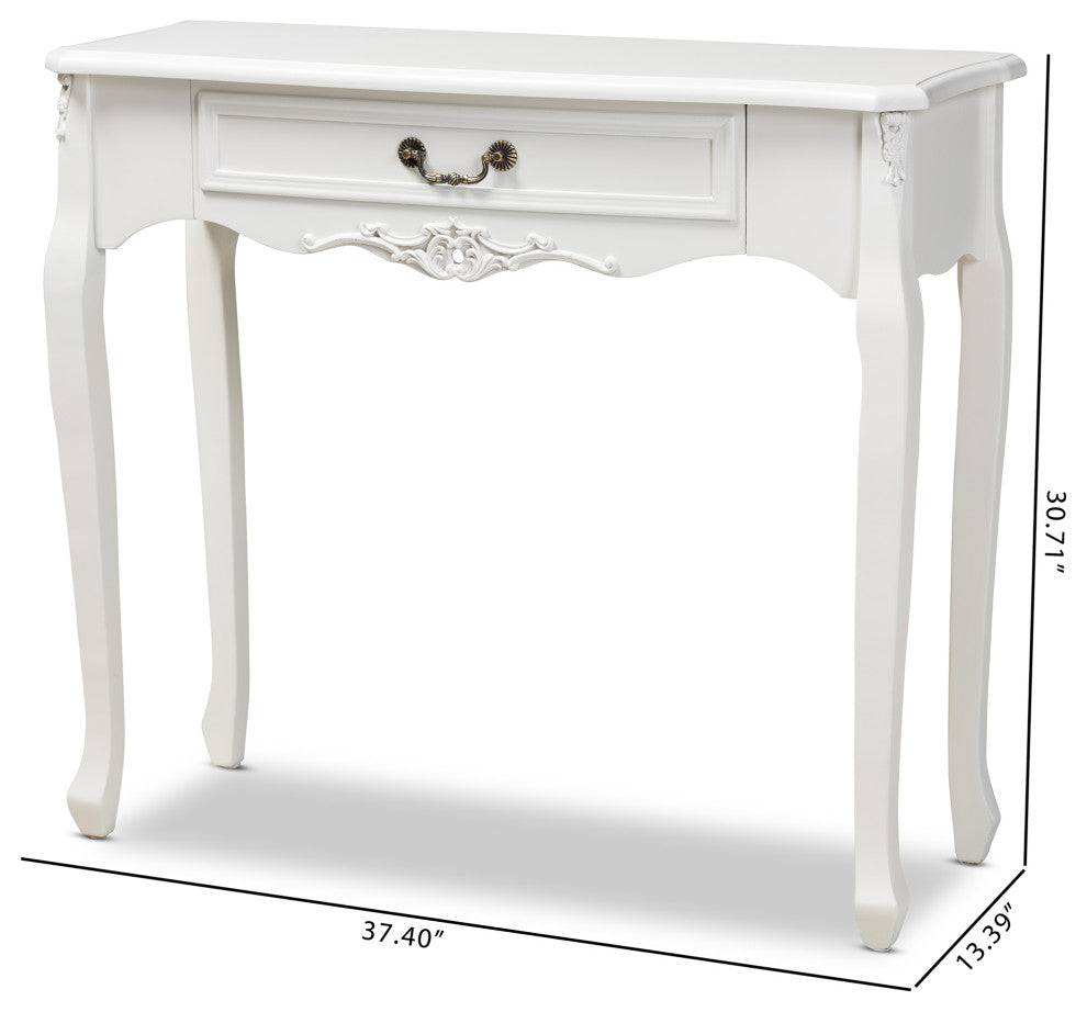 Gabrielle Traditional Provincial White-Finished 1-Drawer Wood Console Table
