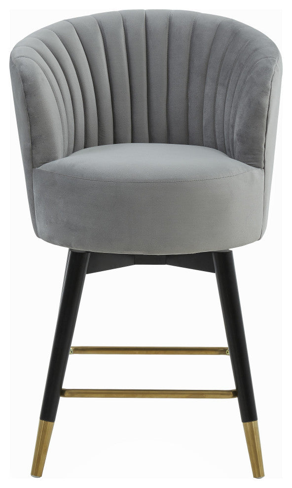 TOV Furniture Liana Grey Velvet Swivel Stool
