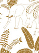 Safari Jungle Illustration Peel and Stick Vinyl Wallpaper, Gold, 24"x108"